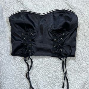 black lace up corset top